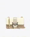Pinko Galleria Mini Love Bag One In Shiny Two-tone Crocodile-print Leather In S14l