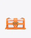 Pinko Mini Love Bag One Light Transparent In  Galleria In Arancione+trasparente-light Gold