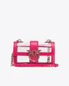 Pinko Mini Love Bag One Light Transparent In  Galleria In Fucsia+trasparente-light Gold