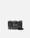 Pinko Galleria Ombre Mini Love Bag Crossbody Bag In Argent/noir-vieil Argent