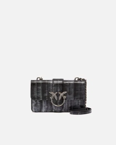 Pinko Galleria Ombre Mini Love Bag Crossbody Bag In Argent/noir-vieil Argent
