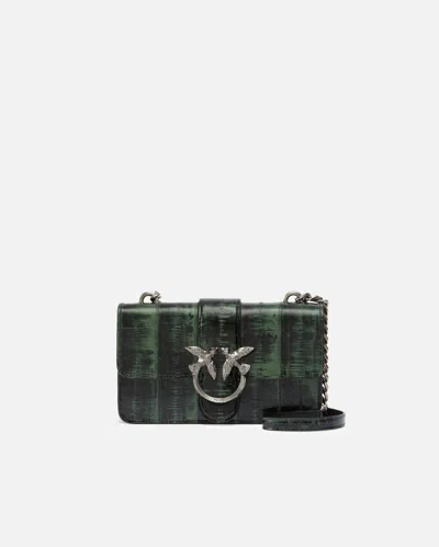 Pinko Galleria Ombre Mini Love Bag Crossbody Bag In Vert/noir-vieil Argent