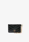 Pinko Galleria Quilted Leather Chain Cardholder In Black