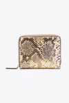 Pinko Galleria Square Wallet With Laminated Python Print In Or/gris-or