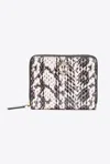 Pinko Galleria Square Wallet With Two-tone Python Print In Blanc/noir-or Clair