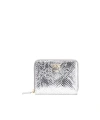 Pinko Galleria Square Zip-around Wallet In Punched Reptile Skin In Silver