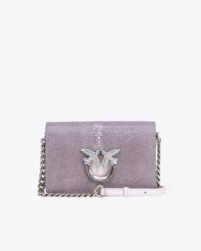 Pinko Mini Love Bag Click In Pink Breed  Galleria In Lilac-old Silver