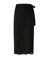 Pinko Midi Skirt With Delicate Lace Overlay In Black