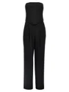 Pinko Elegant Bustier Jumpsuit With Wide-leg Trousers In Black