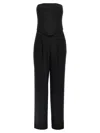 Pinko Elegant Bustier Jumpsuit With Wide-leg Trousers In Black