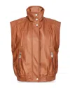 Pinko Gilet De Motard En Cuir Nappa In Tan Tortoise