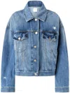 Pinko Denim Jacket Distressed Flap Pockets