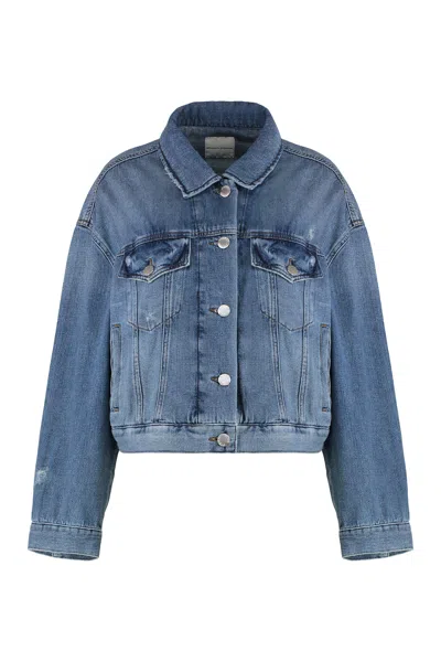 Pinko Gaborone Crop Fit Denim Jacket In Blue