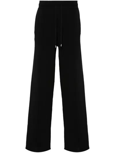 Pinko Wide-leg Trousers In Stretch Cotton Blend Techno Fabric In Black