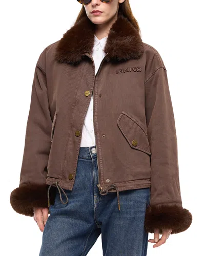 Pinko Garlate Cotton & Aspen Effect Jacket In Brown
