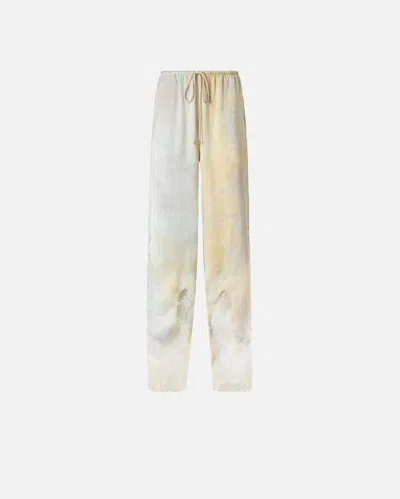 Pinko Garment-dyed Satin Trousers With Lace Details In White