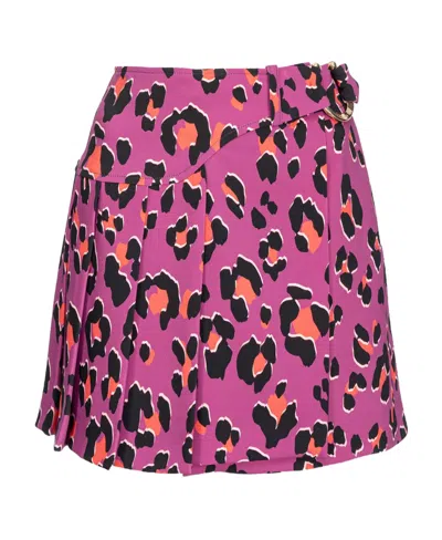 Pinko Garo Leopard-print Pleated Miniskirt In Pink