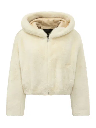 Pinko Gasteria Shearling-style Jacket In White
