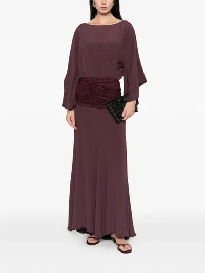 Pinko Gathered Maxi Dress In Burgundy