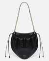 Pinko Gathered Nappa Leather Hobo Bag With Chain Shoulder Strap  Galleria In Noir-or Clair