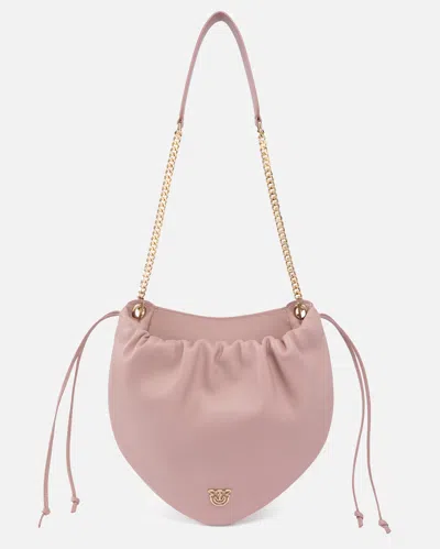 Pinko Gathered Nappa Leather Hobo Bag With Chain Shoulder Strap  Galleria In Pale Mauve-light Gold