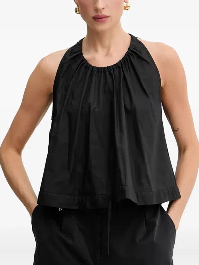 Pinko Gathered-neck Sleeveless Top In Black