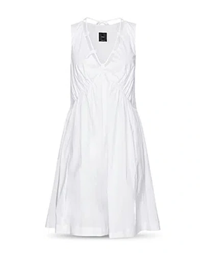 Pinko Gathered Sleeveless Mini Dress In Bright White