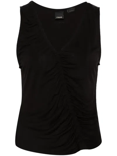 Pinko Gathered Sleeveless Tank Top In Black
