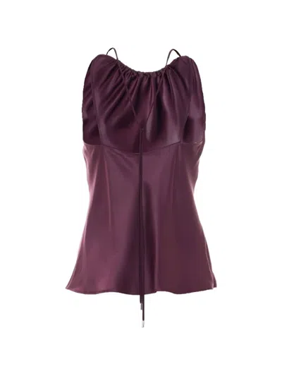 Pinko Gathered Sleeveless Top In Purple