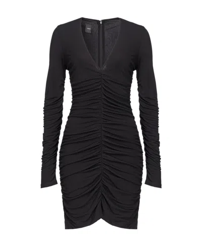 PINKO GATHERED V-NECK MINIDRESS