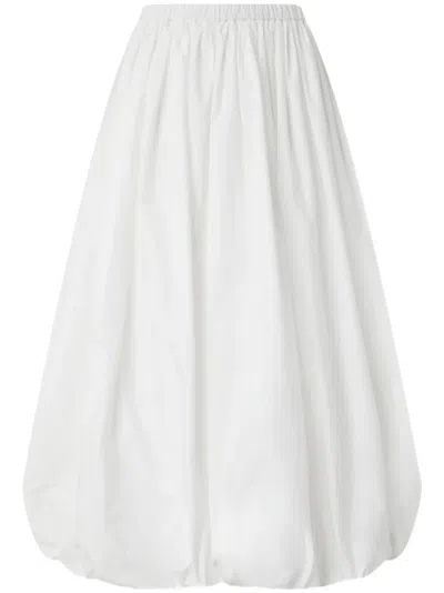 PINKO PINKO GATHERED WHITE COTTON SKIRT WITH VOLUMINOUS SILHOUETTE