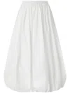 Pinko Gathered White Cotton Skirt With Voluminous Silhouette In White