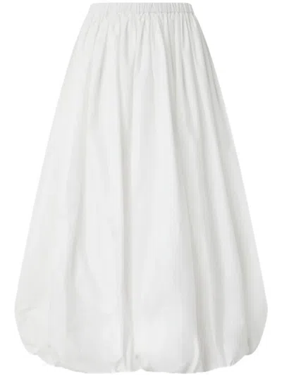 PINKO GATHERED WHITE COTTON SKIRT WITH VOLUMINOUS SILHOUETTE