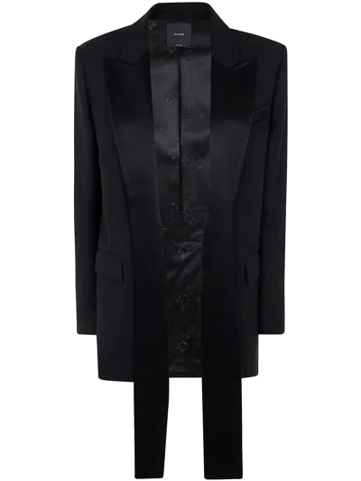 Pinko Gazzella Tecnic Wool Jacket In Limousine Black