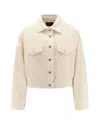 Pinko Textured Tweed Jacket With Golden Buttons In Neutral
