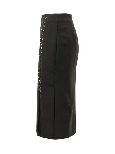 Pinko Gem Wool Skirt In Nero Limousine