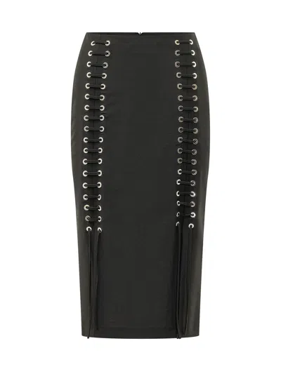 Pinko Gem Wool Skirt In Black