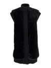 Pinko Genovese Black Sleeveless Vest With High Neck And Ribbed Details In Ecofur Woman In Black