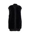 Pinko Genovese Black Sleeveless Vest With High Neck And Ribbed Details In Ecofur Woman In Black