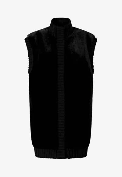 Pinko Genovese Faux Fur Vest In Black
