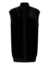 Pinko Genovese Black Sleeveless Vest With High Neck And Ribbed Details In Ecofur Woman In Black