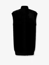 Pinko Genovese Black Sleeveless Vest With High Neck And Ribbed Details In Ecofur Woman In Black