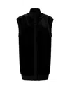 Pinko Genovese Black Sleeveless Vest With High Neck And Ribbed Details In Ecofur Woman In Black