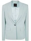 Pinko Tailored Jacket With Flap Pockets And Shoulder Pads In Crystal Blue