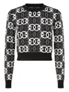 Pinko Jacquard Viscose Blend Crewneck Sweater In Black