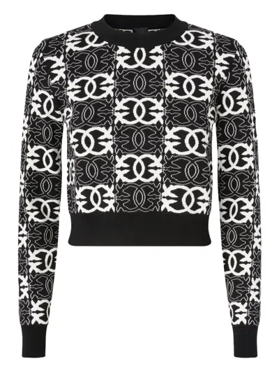 Pinko Jacquard Viscose Blend Crewneck Sweater In Multi
