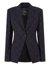 Pinko Geometric-print Single-breasted Jacket In Black