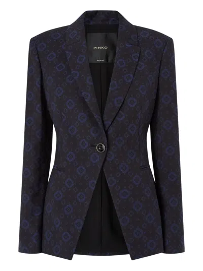 Pinko Geometric-print Single-breasted Jacket In Black