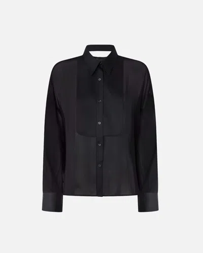 Pinko Georgette And Satin Shirt In Blue