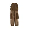 Pinko Georgette Cargo Pants In Green